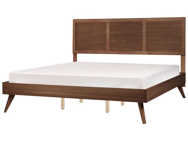 Seng med Ramme Mørkt Træ 180 x 200 cm Høj Sengegavl Rustikt Design