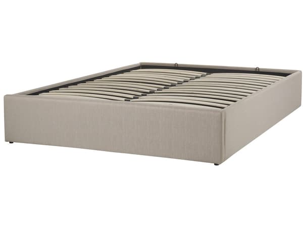Seng Beige Polstret Sengestel 140x200 cm 1 5 mands enkeltseng med Opbevaring og Lamelbund uden Gavl til Soveværelse Indretning Design Kvalitet