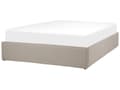 Miniatyrbillede 5 af 10: Seng Beige Polstret Sengestel 140x200 cm 1 5 mands enkeltseng med Opbevaring og Lamelbund uden Gavl til Soveværelse Indretning Design Kvalitet