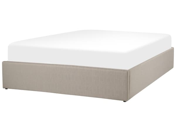 Seng Beige Polstret Sengestel 140x200 cm 1 5 mands enkeltseng med Opbevaring og Lamelbund uden Gavl til Soveværelse Indretning Design Kvalitet