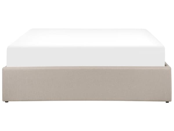 Seng Beige Polstret Sengestel 140x200 cm 1 5 mands enkeltseng med Opbevaring og Lamelbund uden Gavl til Soveværelse Indretning Design Kvalitet