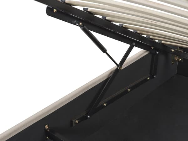 Seng Beige Polstret Sengestel 140x200 cm 1 5 mands enkeltseng med Opbevaring og Lamelbund uden Gavl til Soveværelse Indretning Design Kvalitet