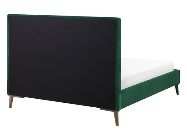 Mørkegrøn Velourseng med en Ramme 140 x 200 cm med en Sengegavl i Retro Stil