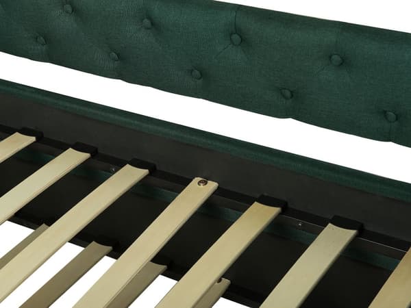 Enkeltseng Mørkegrøn Polyester 90 x 200 cm Junior Sofa Seng med Udtræk til Dobbeltseng Quiltet Ryglæn til Børneværelse Multifunktionel Design