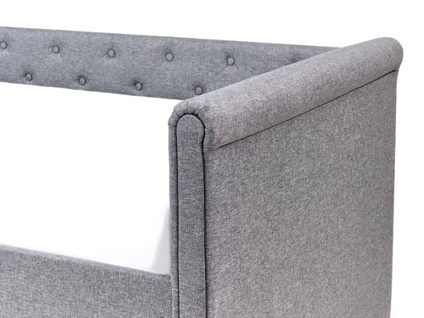 Enkeltseng Mørkegrå Polyester 90 x 200 cm Junior Sofa Seng med Udtræk til Dobbeltseng Quiltet Ryglæn til Børneværelse Multifunktionel Design