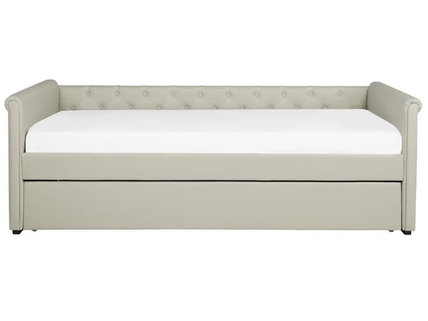Dagbädd Beige 90 x 200 cm Enkelsäng Dekorativa Knappar