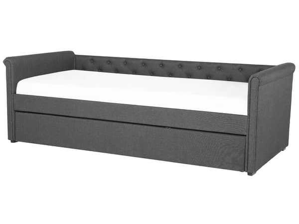 Dagbädd Mörkgrå 90 x 200 cm Enkelsäng Dekorativa Knappar