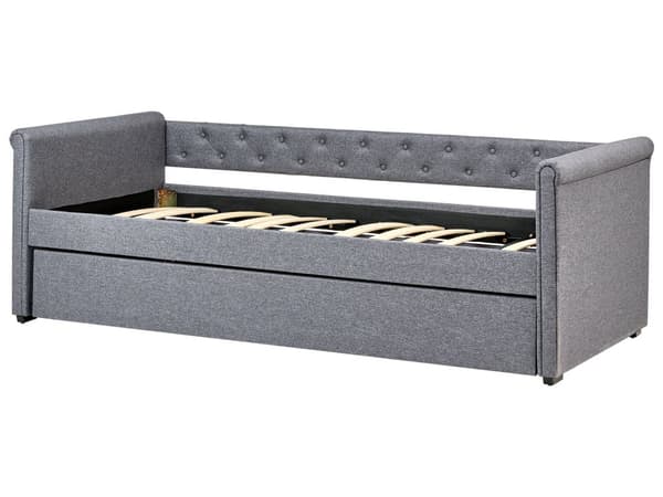 Dagbädd Mörkgrå 90 x 200 cm Enkelsäng Dekorativa Knappar