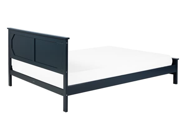 Mørkeblå Seng med Træramme 140 x 200 cm Høj Sengegavl Moderne Design