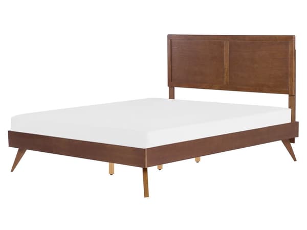 Seng med Ramme Mørkt Træ 160 x 200 cm Høj Sengegavl Rustikt Design