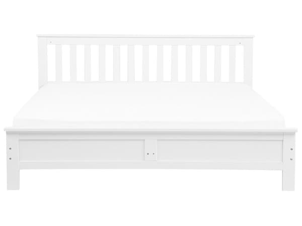 Hvid Seng med Træramme 180 x 200 cm Lav Sengegavl Minimalistisk Design