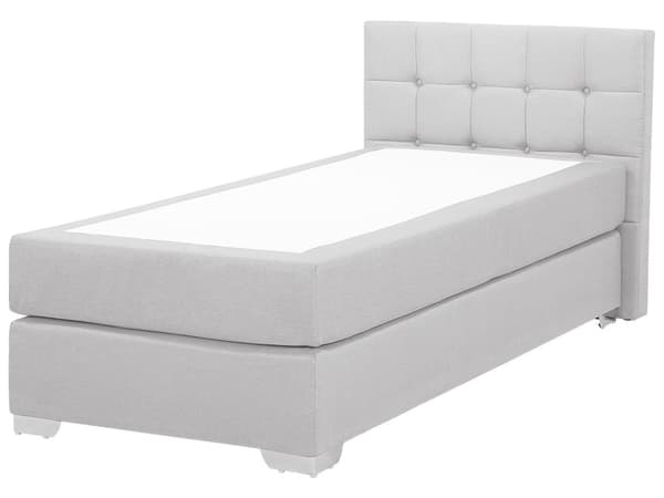 Jenkkisänky vaaleanharmaa 99 x 212 x 96 cm polyesteri pussijouset napitettu puu metalli vaneri