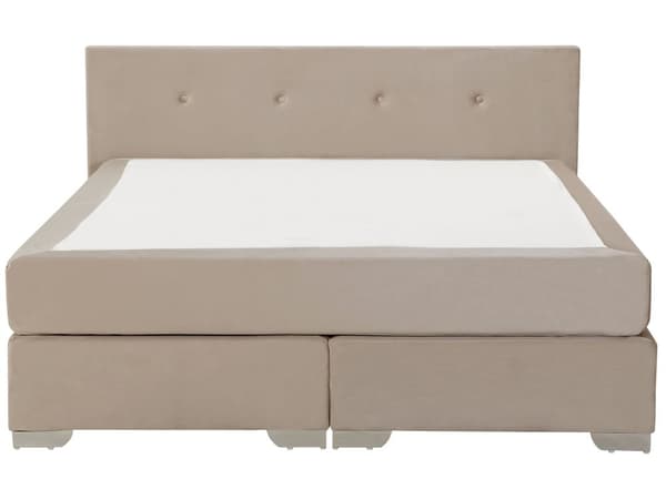Kontinentalsäng Beige Sammet Klädd Ram 180 x 200 cm med Resårmadrass och Huvudgavel Divansäng