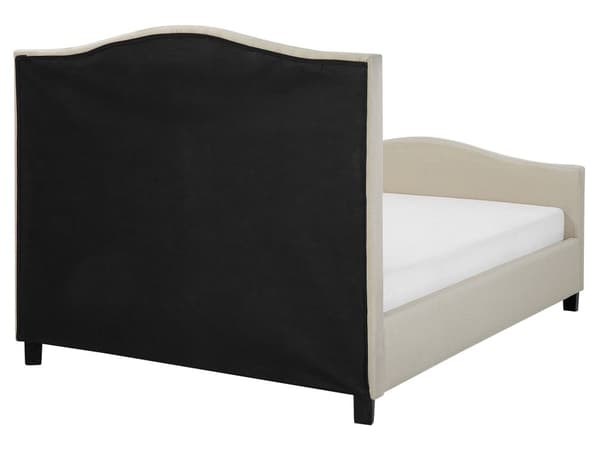 Dobbelt Polstret Beige Seng 160 x 200 cm med Quiltet Sengegavl og Fodstøtte med Nitter
