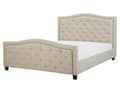 Miniatyrbillede 1 af 8: Dobbelt Polstret Beige Seng 160 x 200 cm med Quiltet Sengegavl og Fodstøtte med Nitter