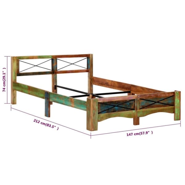 vidaXL Sengeramme gjenvunnet heltre 140x200 cm