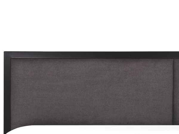 Parisänky musta teräs 180 x 200 cm sälepohjalla harmaa pehmustettu sängynpääty moderni tyyli