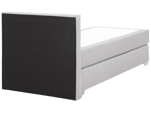 Säng 90 x 200 cm Divansäng Ljusgrå Tyg Klädd Ram med Tuftad Huvudgavel och Madrass