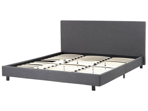 Dubbelsäng Lamellbas Sängram Grå Polyester Tyg 180 x 200 cm Klädd Modern Design