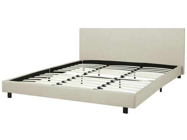 Dubbelsäng Lamellbas Sängram Beige Polyester Tyg 180 x 200 cm Klädd Modern Design