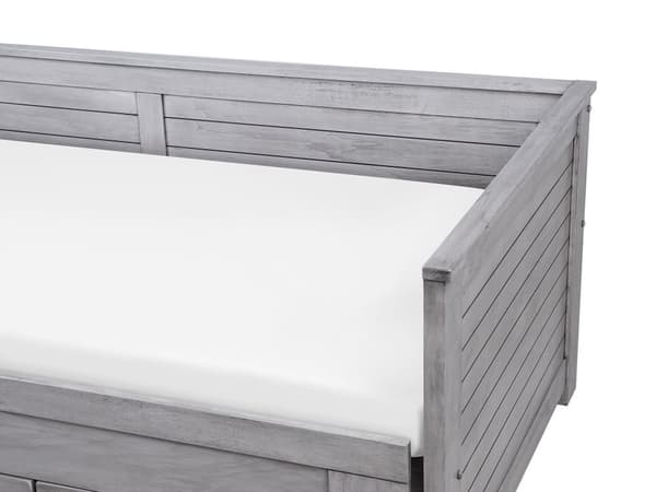 Grå træseng 90/180 x 200 cm med Ramme Udtræksseng med 3 Skandinaviske Skuffer moderne stil