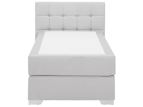 Kontinentalseng Lysegrå Polstret Polyester med Krom Metalben En Mands Seng 90 x 200 cm Medium Madras Komfortabel og Quiltet Sengegavl