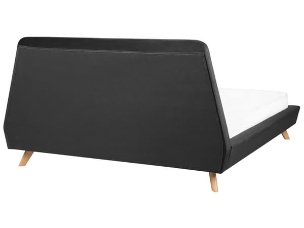 Sort fløjlsseng 180 x 200 cm med ramme med ramme og sengegavl