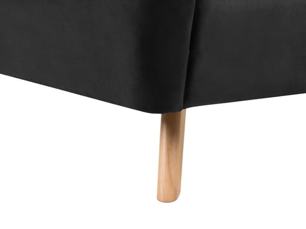 Sort fløjlsseng 180 x 200 cm med ramme med ramme og sengegavl