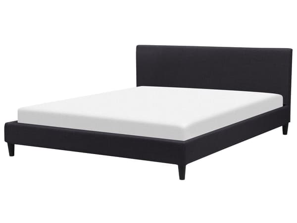 Sort Polstret Seng 180 x 200 cm med LED-belysning Stel og Sengegavl