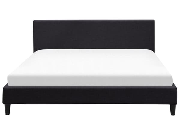 Sort Polstret Seng 180 x 200 cm med LED-belysning Stel og Sengegavl