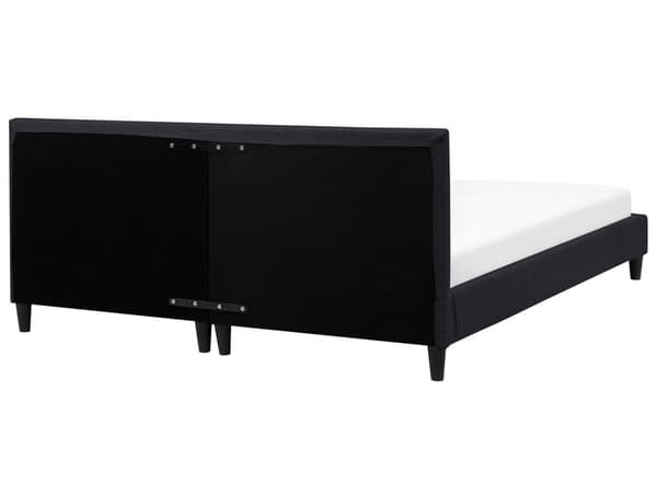 Sort Polstret Seng 180 x 200 cm med LED-belysning Stel og Sengegavl