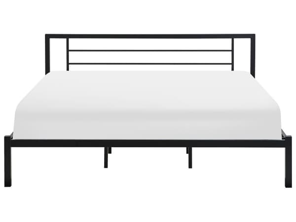 Seng Sort med Stel 180 x 200 cm Minimalistisk Metal Sengeramme med Integreret Lamelbund Lav Sengegavl Moderne Industriel Design Soveværelse
