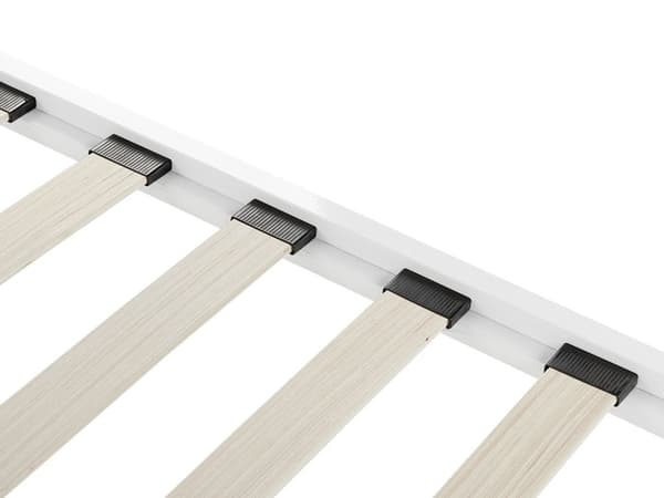 Seng Hvid med Stel 180 x 200 cm Minimalistisk Metal Sengeramme med Integreret Lamelbund Lav Sengegavl Moderne Industriel Design Soveværelse