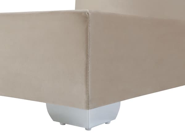 Kontinentalseng Beige Polstret med Sølv Metalben 160 x 200 cm 2 Personers God Dobbeltseng Boxmadras Lav Sengegavl Soveværelse Indretning Dekor