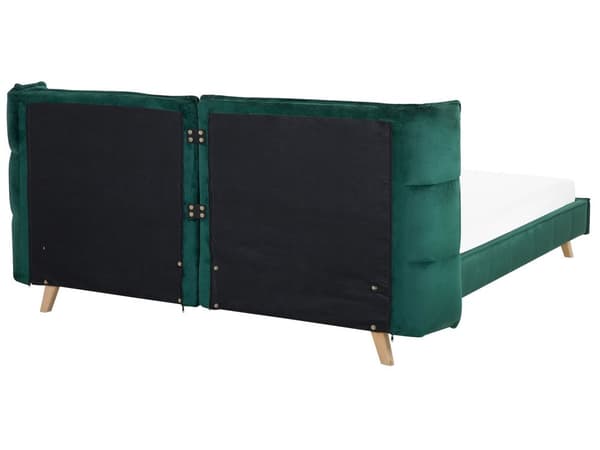 Säng Ram Mörkgrön Sammet Tuftad Ljus Träben 180 x 200 cm Lamellbas Huvudgavel