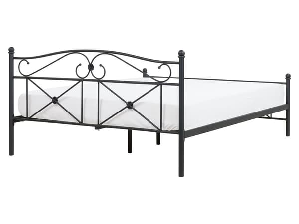 Dubbelsäng 160 x 200 cm Svart Metallram Lamellbas Retro