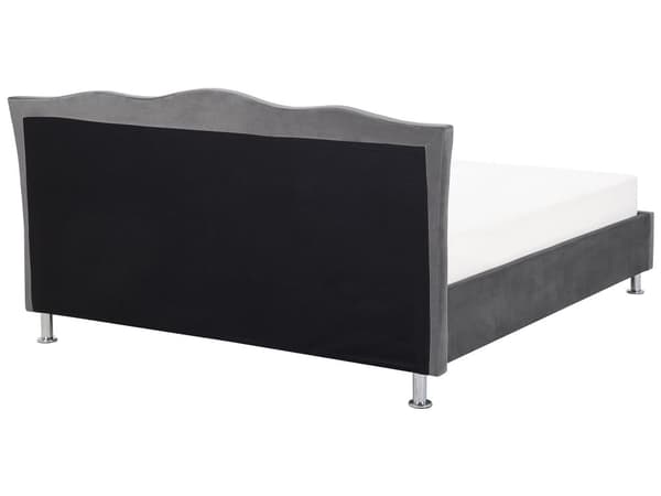 Dubbelsäng Mörkgrå Sammet 180 x 200 cm Klädd Sängram Dekorativ Huvudgavel