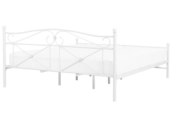Parisänky valkoinen metalli 180 x 200 cm sälepohja minimalistinen perinteinen tyyli