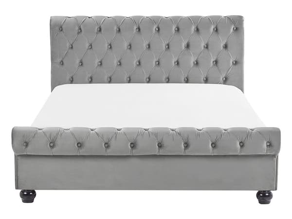 Parisänky harmaa 140 x 200 cm sametti sälepohja napitettu timanttitikkaus glamour
