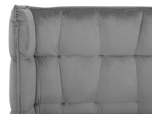 Parisänky harmaa sametti verhoiltu puujalat 180 x 200 cm sälepohja tikattu pehmustettu pääty retro tyyli