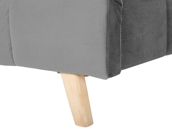 Parisänky harmaa sametti verhoiltu puujalat 180 x 200 cm sälepohja tikattu pehmustettu pääty retro tyyli