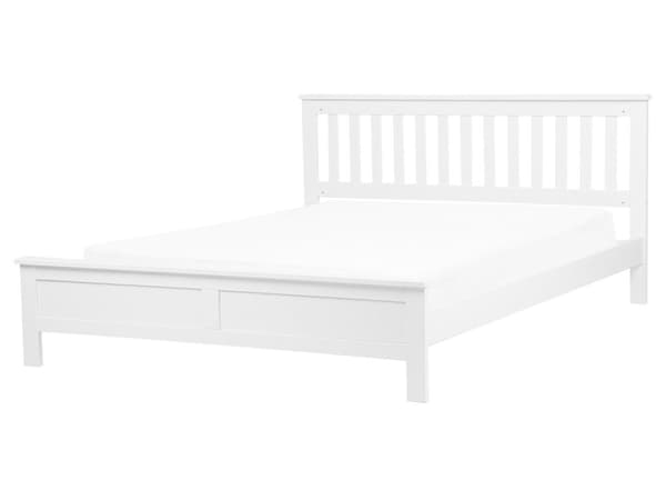 Parisänky valkoinen mänty 160 x 200 cm sängynpääty sälepohja minimalistinen skandinaavinen