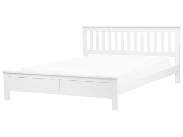 Parisänky valkoinen mänty 180 x 200 cm sängynpääty sälepohja minimalistinen skandinaavinen