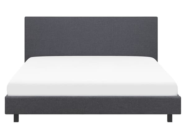 Seng Grå Polyester i Poppeltræ med Sort Pulverlakeret Metalben 160 x 200 cm Dobbelt Stødabsorberende Lamelbund Dupper Soveværelse Indretning