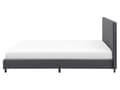 Miniatyrbillede 5 af 11: Seng Grå Polyester i Poppeltræ med Sort Pulverlakeret Metalben 160 x 200 cm Dobbelt Stødabsorberende Lamelbund Dupper Soveværelse Indretning