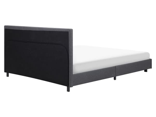 Seng Grå Polyester i Poppeltræ med Sort Pulverlakeret Metalben 160 x 200 cm Dobbelt Stødabsorberende Lamelbund Dupper Soveværelse Indretning