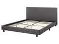 Miniatyrbillede 7 af 11: Seng Grå Polyester i Poppeltræ med Sort Pulverlakeret Metalben 160 x 200 cm Dobbelt Stødabsorberende Lamelbund Dupper Soveværelse Indretning