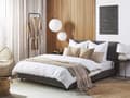 Miniatyrbillede 2 af 11: Seng Grå Polyester i Poppeltræ med Sort Pulverlakeret Metalben 160 x 200 cm Dobbelt Stødabsorberende Lamelbund Dupper Soveværelse Indretning