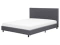 Miniatyrbillede 1 af 11: Seng Grå Polyester i Poppeltræ med Sort Pulverlakeret Metalben 160 x 200 cm Dobbelt Stødabsorberende Lamelbund Dupper Soveværelse Indretning