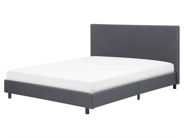Seng Grå Polyester i Poppeltræ med Sort Pulverlakeret Metalben 160 x 200 cm Dobbelt Stødabsorberende Lamelbund Dupper Soveværelse Indretning